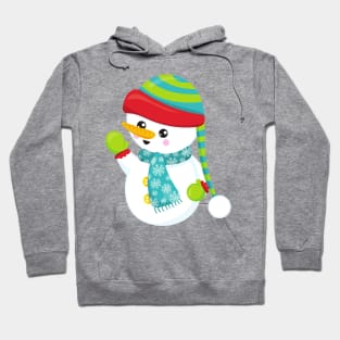 Christmas Snowman, Scarf, Hat, Gloves, Carrot Nose Hoodie